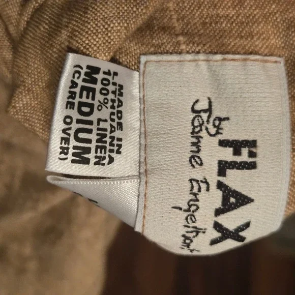 FLAX by Jeanne Engelhart Tan 100% Linen Maxi Skirt Elastic Waist Womens M Boho - Picture 6 of 10